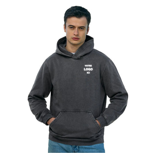 24/7 - L00450 - Chandail Molletonné Délavé avec Capuchon