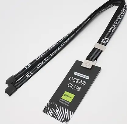 Porte-cartes avec cordon : Pince en métal